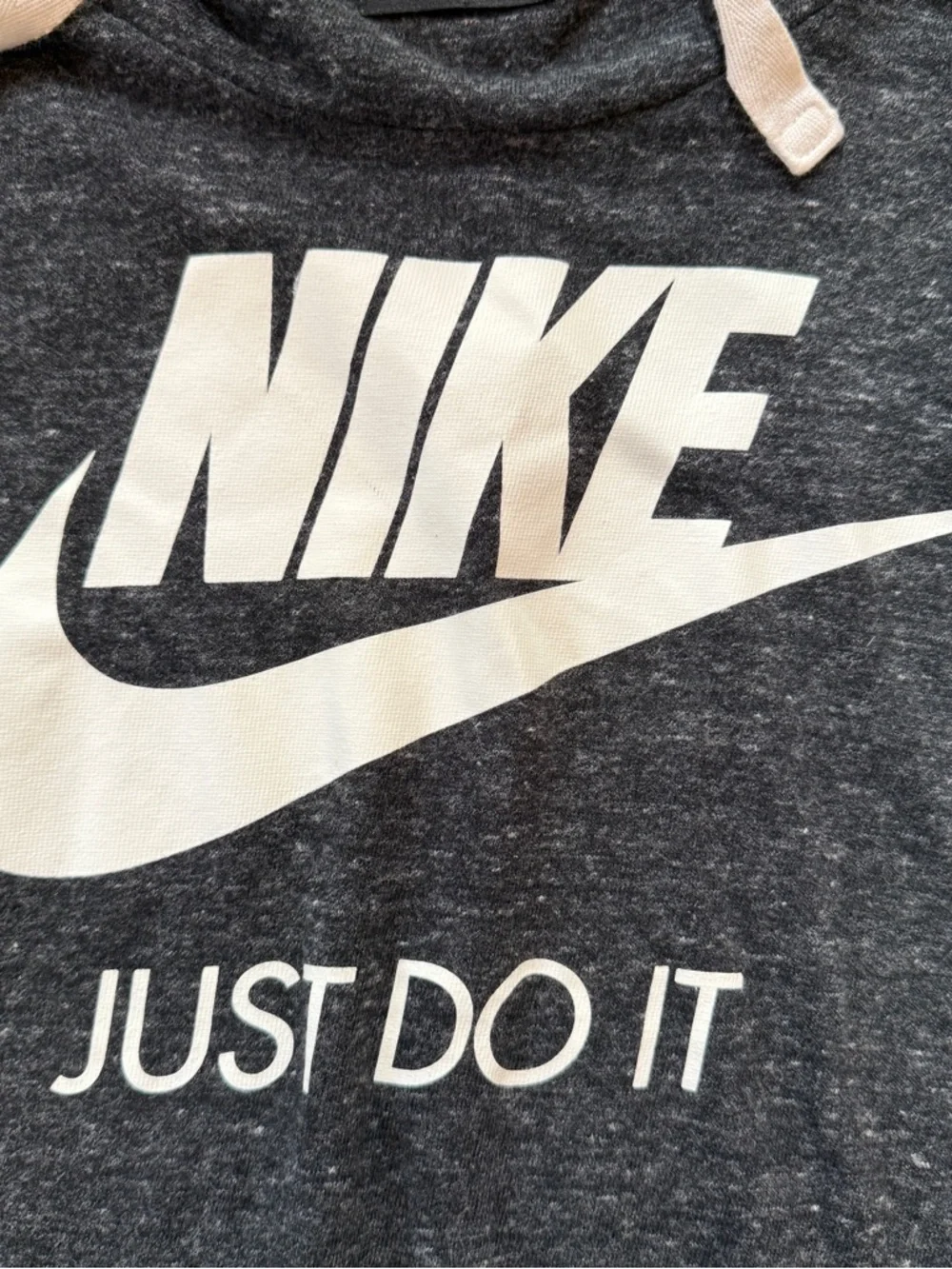 Nike Heather Dark Gray Pullover Hoodie with White Logo - Picture 3 of 4